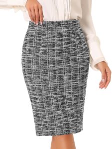 Allegra K Damen Weihnachts-Tweedrock mit hoher Taille, kariert, lässig, geteilter Wickelrock für das Büro