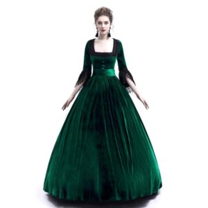 Amxleh Damen Mittelalterliches Kleid im Rokoko-Barock-Stil mit Trompetenärmeln und Schleife, knielang, Prinzessinnen-Kostüm, Vintage Gothic Renaissance, viktorianische Kleidung,...