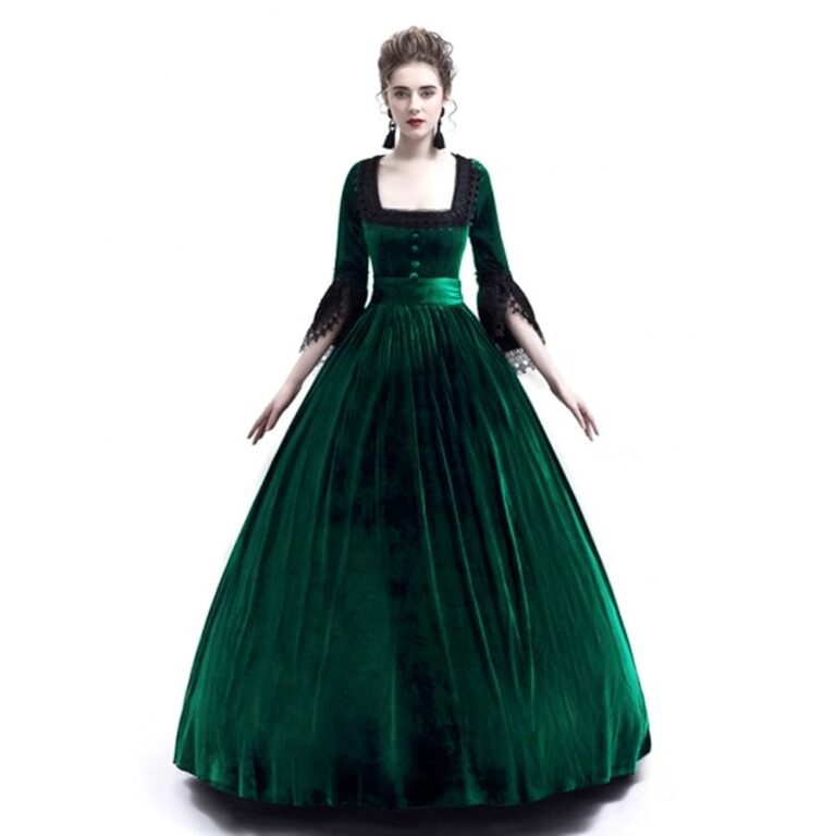 Amxleh Damen Mittelalterliches Kleid im Rokoko-Barock-Stil mit Trompetenärmeln und Schleife, knielang, Prinzessinnen-Kostüm, Vintage Gothic Renaissance, viktorianische Kleidung,...