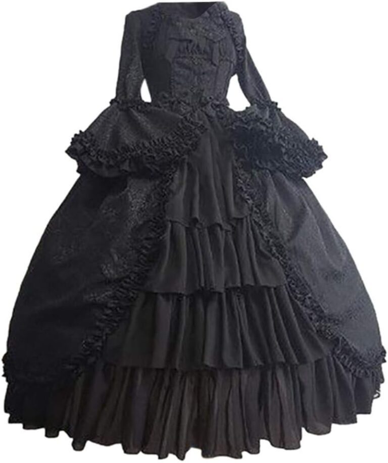 Amxleh Damen Mittelalterliches Kleid im Rokoko- und Barockstil mit Trompetenärmeln und Schleife, knielang, Prinzessinnenkostüm, Vintage Gothic Renaissance, viktorianische Eleganz
