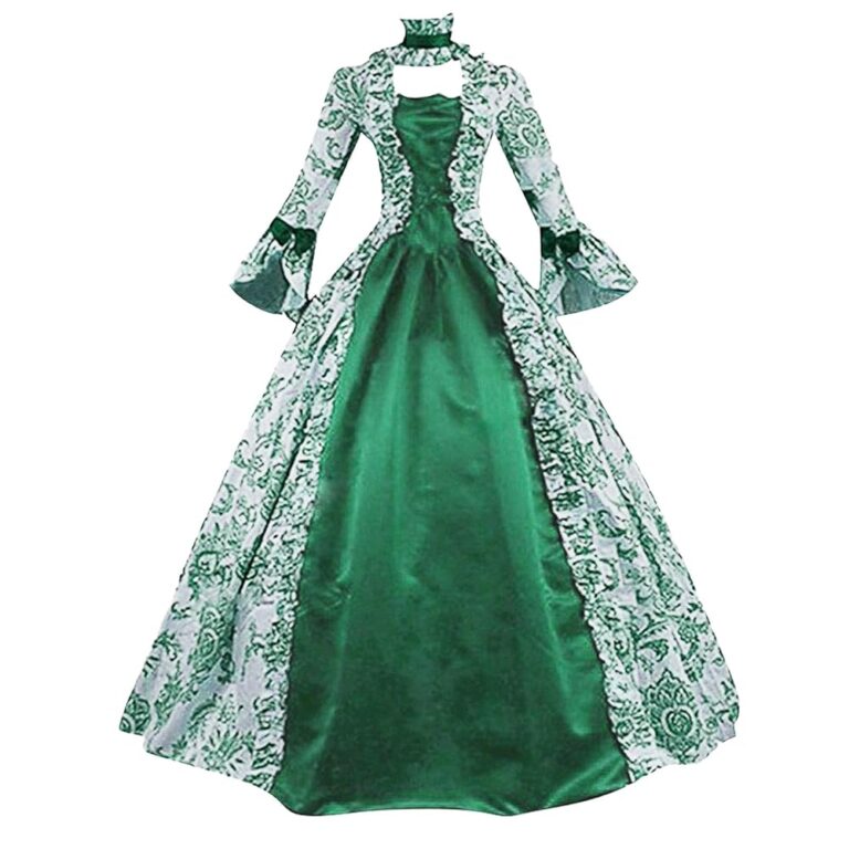 Amxleh Damen Mittelalterliches Kleid im Rokoko- und Barockstil mit Trompetenärmeln, Schleife, knielangem Design – Vintage Gothic Renaissance und viktorianische elegante...