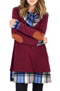 ANCAPELION Damen Langarm-Kariertes Minikleid mit Rollkragen – A-Linie Strickkleid für Herbst und Winter, lässiges Pullover-Kleid