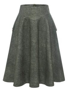 BBONL INEDRESS Damen Langrock im Vintage-Stil – Eleganter, kariert, warmer Winterrock mit elastischem Bund, A-Linien-Schnitt, lässige hohe Taille, Midi-Länge