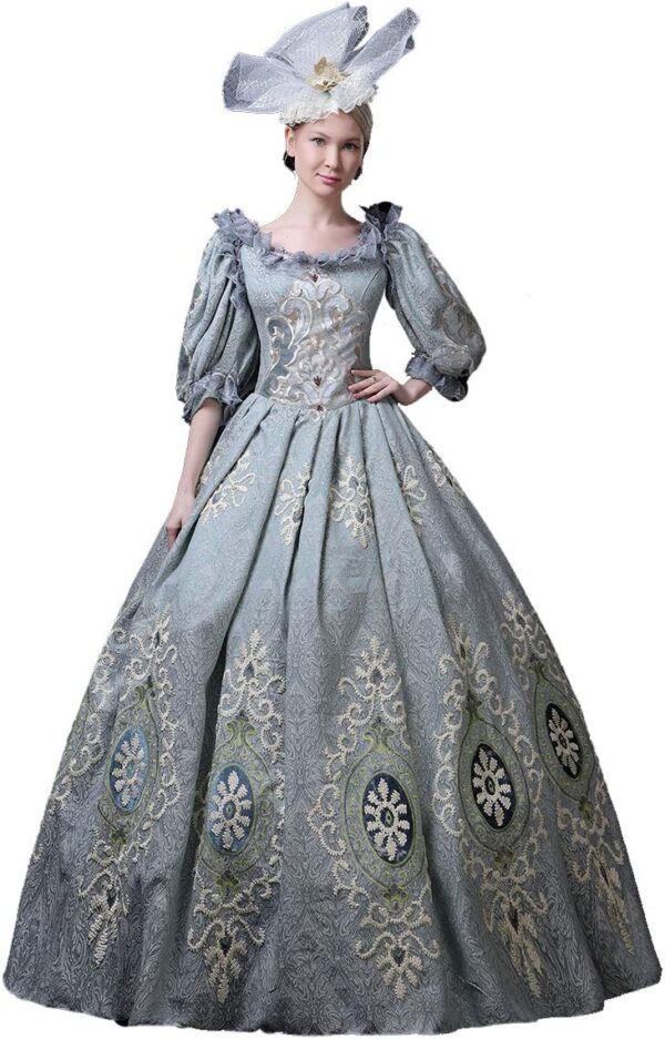 CountryWomen Damen Kleid im viktorianischen Stil – Langes Partykleid für Frauen im Rokoko-Design, ideal für Maskeraden und Bälle