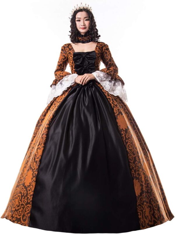 CountryWomen Damen Rococo Ballkleid aus dem 18. Jahrhundert – Lange Gothic-Victorianische Kostüme für Maskeraden und Themenpartys