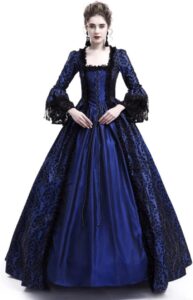 CountryWomen Rococo Ballkleid für Damen im 18. Jahrhundert – Lange Gothic-Viktorianische Kostüme für Maskenbälle