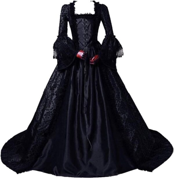 CountryWomen Rokoko Ballkleid für Frauen aus dem 18. Jahrhundert - Lange Gothic Viktorianische Kostüme für Maskenball-Themen
