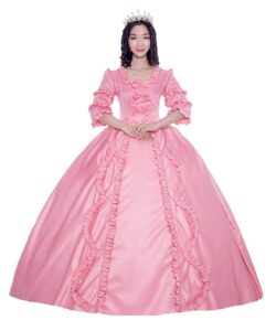 CountryWomen Viktorianisches langes Kleid für Damen – Rokoko Partykleid für Maskerade und Bälle