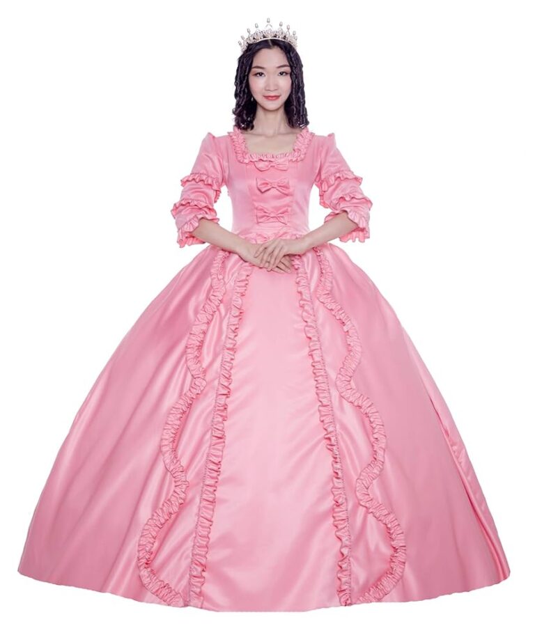 CountryWomen Viktorianisches langes Kleid für Damen – Rokoko Partykleid für Maskerade und Bälle