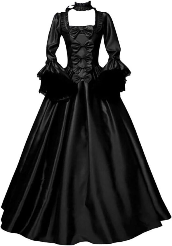 Damen Viktorianisches Rokoko Kostüm – Mittelalterliches Kleid mit Trompetenärmeln, bodenlanges Retro-Outfit für Halloween, Fasching, Karneval und Gothic Renaissance Cosplay