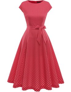 DRESSTELLS Damen Vintage Retro Cocktailkleid im A-Linie Stil aus den 1950er Jahren - Festliches Midikleid im Swing-Design