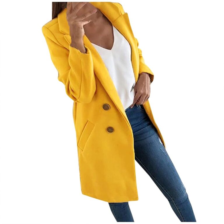 Eleganter langer Wolltrenchcoat für Damen mit Umlegekragen – warmer Wintermantel in schlanker Tweed-Optik, Langarm Windbreaker für Frauen