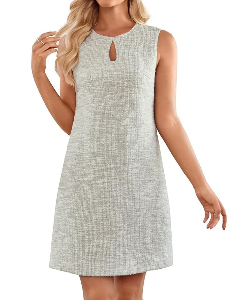Elegantes ärmelloses Tweed-Kleid für Damen von GRACE KARIN, Tankkleid mit Schlüsselloch, ideal für Herbst, Business, Freizeit und Arbeit, Minikleider 2024