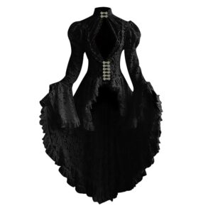 „Elegantes Renaissance Kleid für Damen – Gothic Punk Halloween Kostüm im Rockabilly Swing Stil, Vintage Mittelalterliches und Viktorianisches Retro Lolita Kleid für Partys und...