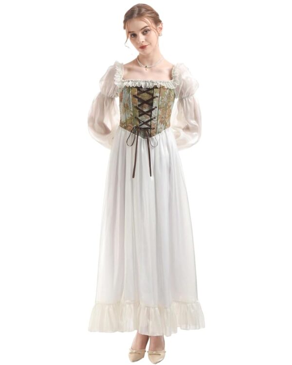 FCCAM Damen Mittelalterliches Ballkleid - Elegantes Abendkleid und Karnevalskostüm, Feenkleid für Damen