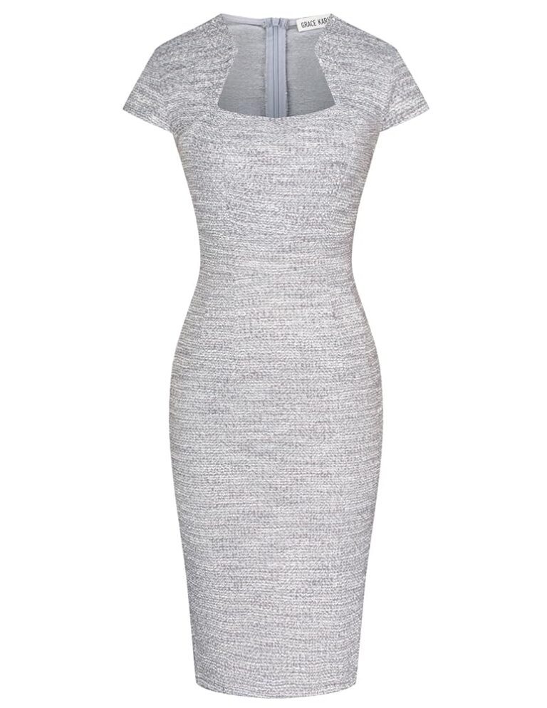 GRACE KARIN Damen Vintage Wackelkleid mit Flügelärmeln, Bleistift- und Schößchen-Design