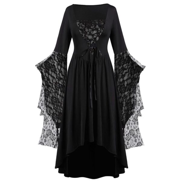 Halloween Kostüme für Damen – Elegantes Spitzenkleid in Übergröße mit modischen Ärmeln für Erwachsene – Gothic-Cosplay-Outfit für Halloween