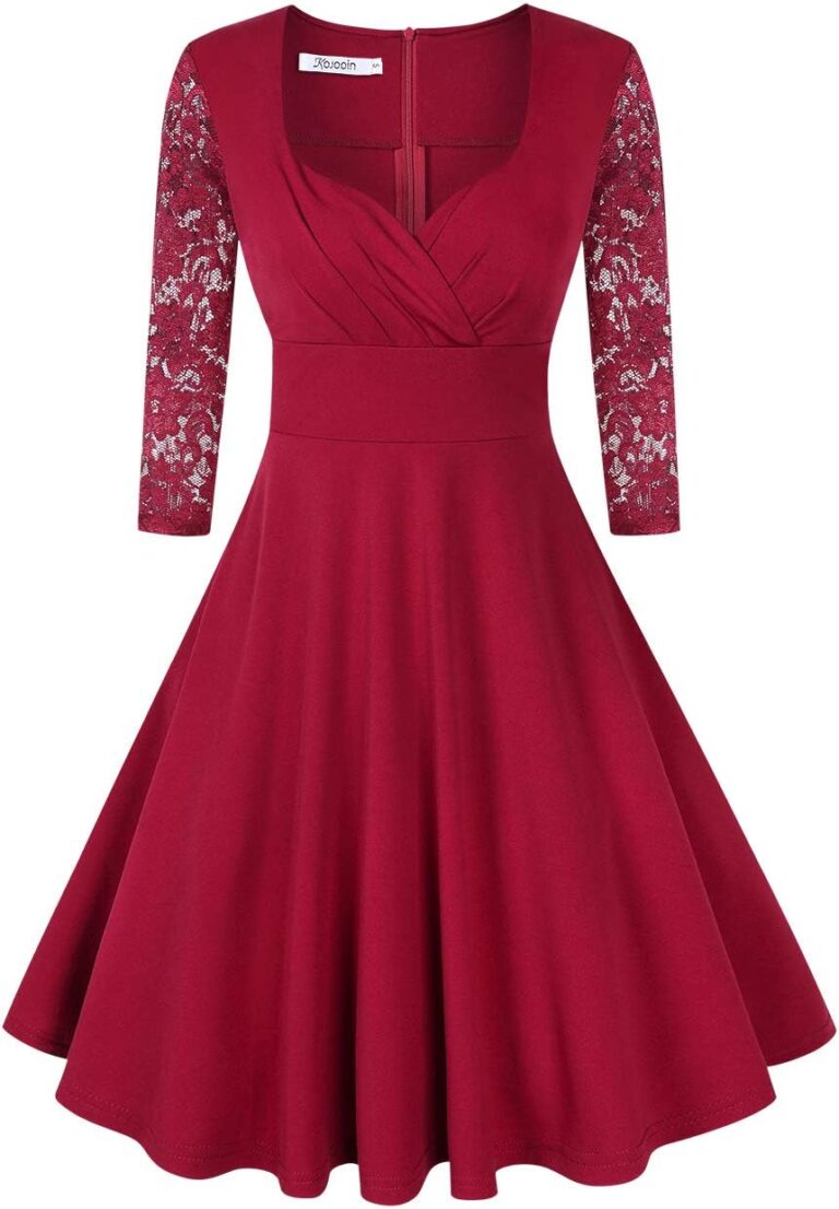 KOJOOIN Damen Vintage Cocktailkleid – Taillenbetontes Abendkleid im Rockabilly-Stil (Nachhaltige Verpackung)