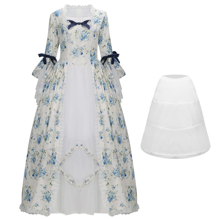 NUWIND Damen Rokoko Ballkleid - Mittelalterliches und viktorianisches Kleid, Rococo-Kostüm im Retro-Stil mit floralen Mustern, elegantes Cocktail- und Abendkleid im Gothic...
