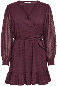 ONLY Damen Onltiva Langarm Dobby Fake Wickelkleid Woven