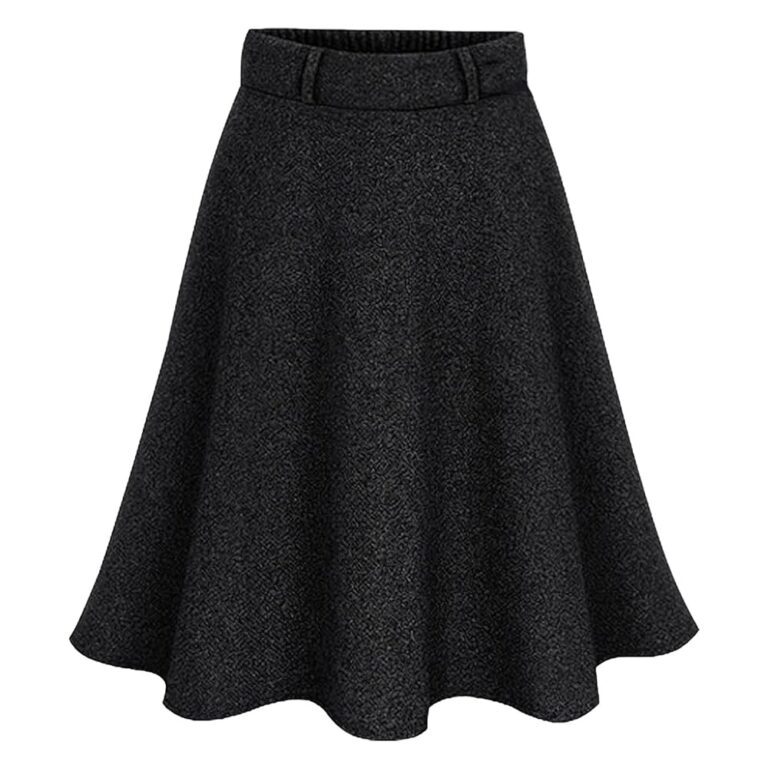 Rismart Damen Tweed Rock in mittlerer Länge, hohe Taille, A-Linie, elastisch, lässig für die Arbeit