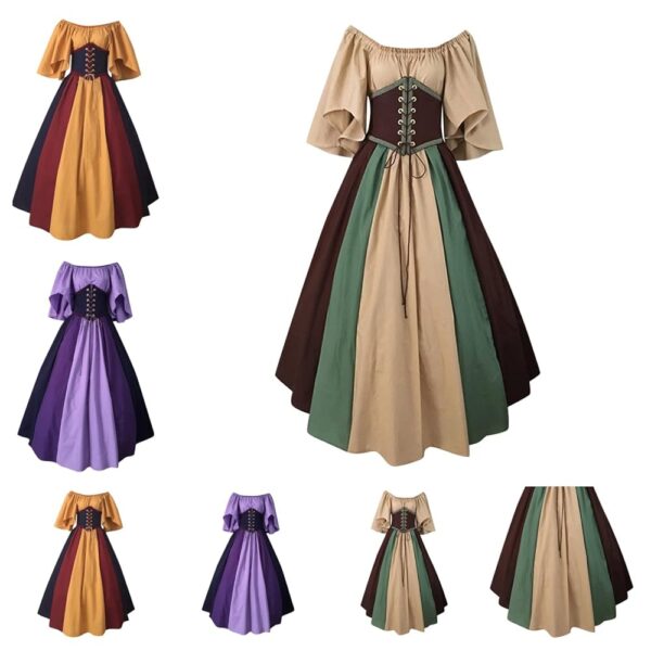 tsaChick Damen Sommerkleid Kurzarm Rundhals Vintage Gothic Patchwork Spitze Sexy Neck Kleid &bto393