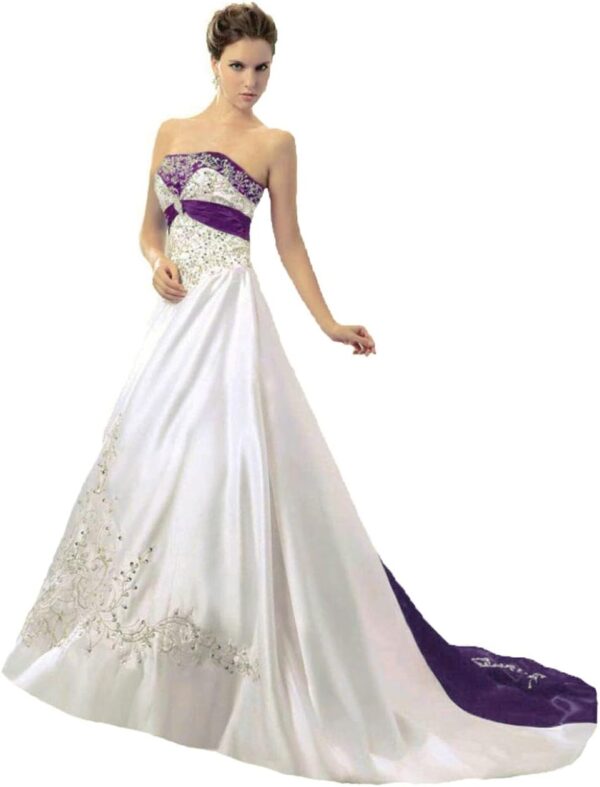 Vantexi Damen Strapless Hochzeitskleid mit Wulstiger Stickerei
