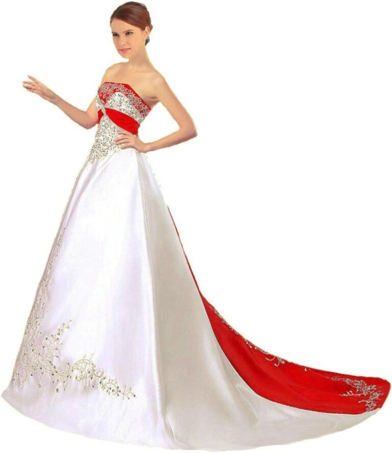 Vantexi Damen Strapless Hochzeitskleid mit Wulstiger Stickerei