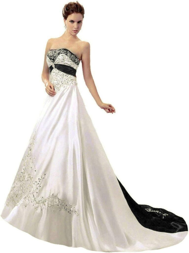 Vantexi Damen Strapless Hochzeitskleid mit Wulstiger Stickerei