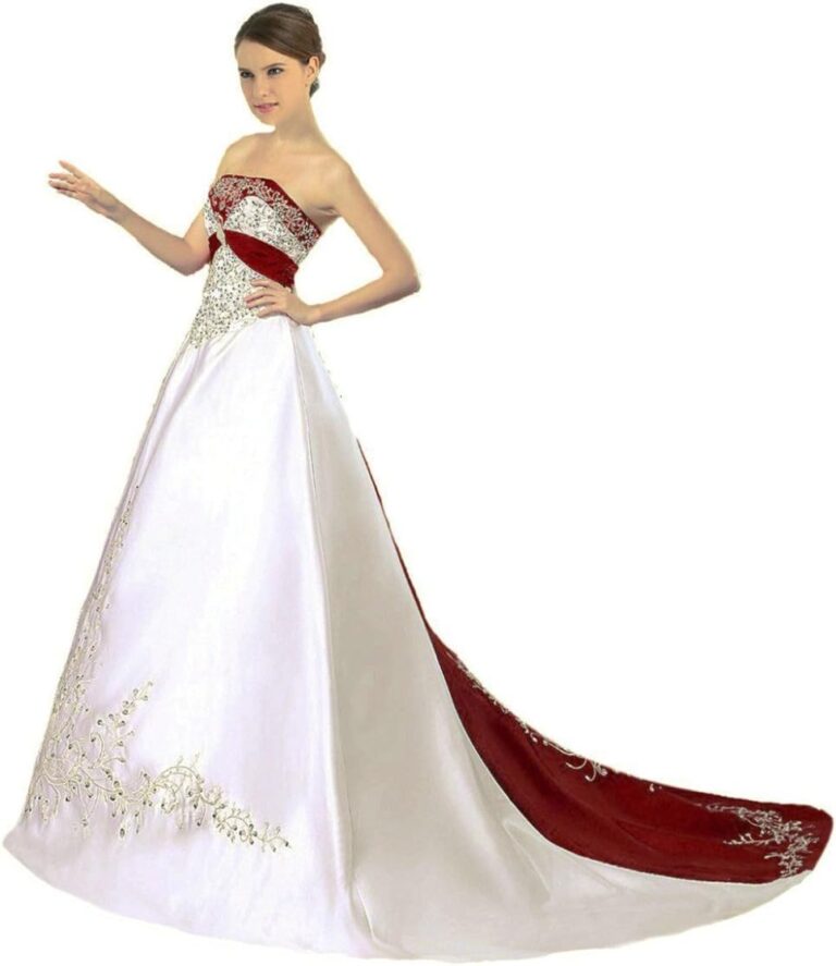 Vantexi Damen Strapless Hochzeitskleid mit Wulstiger Stickerei