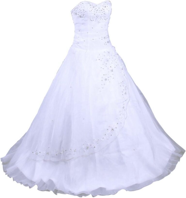 Vantexi Damen trägerloses Abendkleid aus Organza – Hochzeitskleid für die Braut