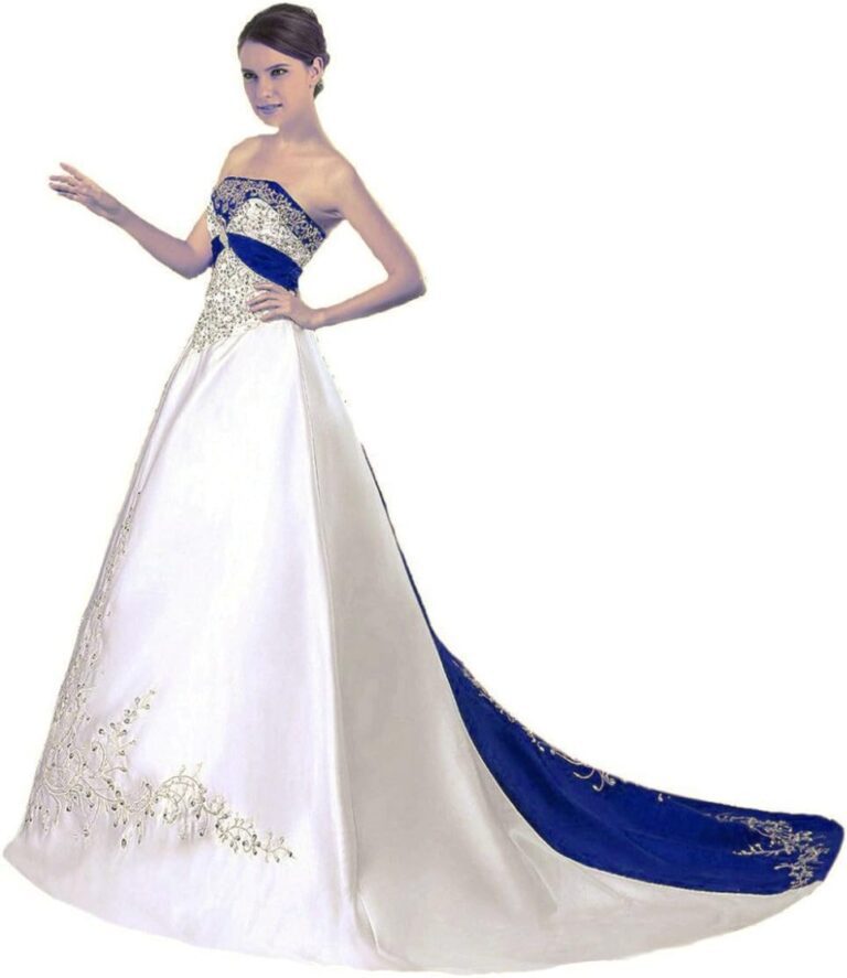 Vantexi Damen Trägerloses Hochzeitskleid mit Wulstiger Stickerei