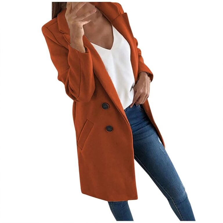 Woll-Trenchcoat für Damen - eleganter langer Wintermantel mit Umlegekragen, schlanker Tweedjacke, langarm Windbreaker und warmer Winterjacke für Frauen