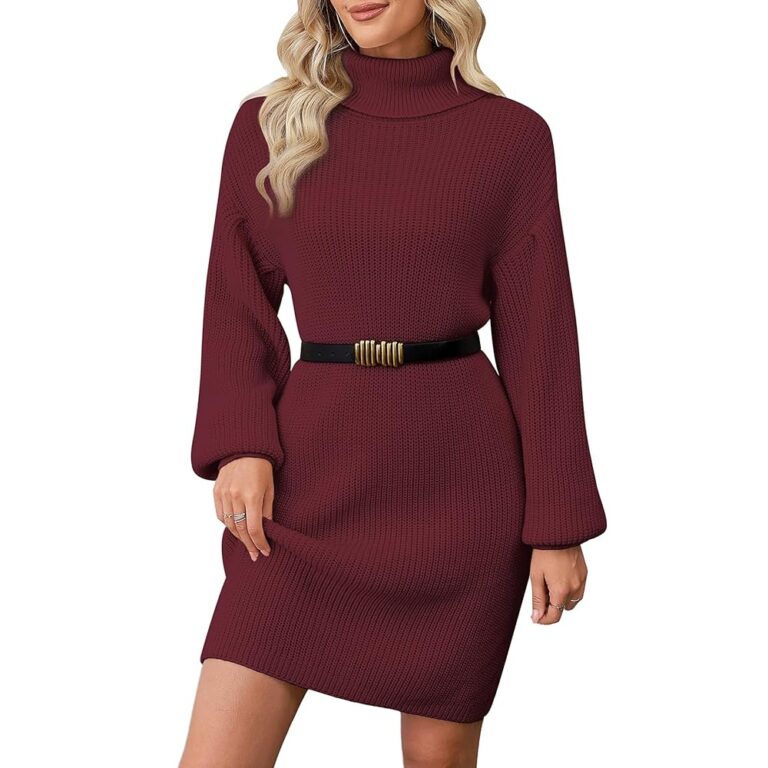 ZLIGXEA Damen Pulloverkleid – Elegantes Strickkleid mit Rollkragen, Langarm und in Übergröße für den Herbst und Winter – Größen S-XL