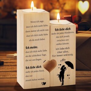 Blumuze Valentinstags- und Jahrestagsgeschenk für Ihn und Sie – Kerzenständer mit 'Ich liebe dich' – Ideal für Freundinnen, Männer, Frauen, Paare, Partner und Ehefrauen