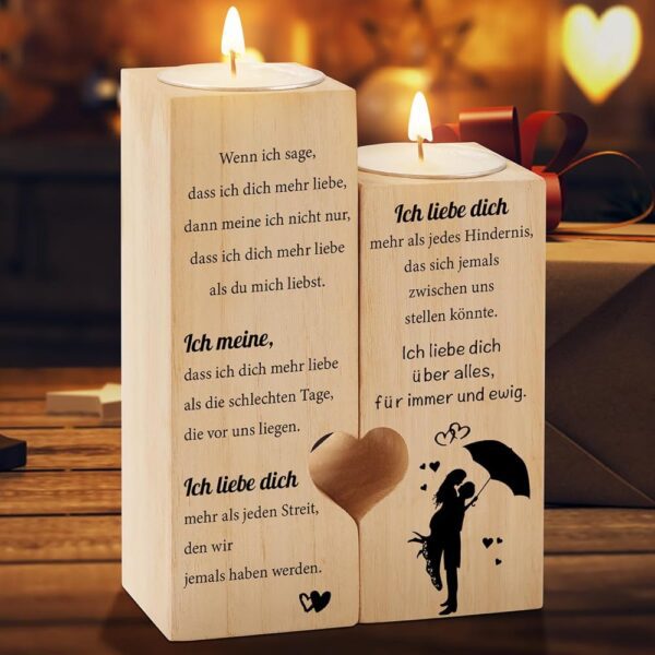 Blumuze Valentinstags- und Jahrestagsgeschenk für Ihn und Sie – Kerzenständer mit 'Ich liebe dich' – Ideal für Freundinnen, Männer, Frauen, Paare, Partner und Ehefrauen