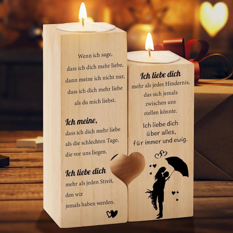 Blumuze Valentinstags- und Jahrestagsgeschenk für Ihn und Sie – Kerzenständer mit 'Ich liebe dich' – Ideal für Freundinnen, Männer, Frauen, Paare, Partner und Ehefrauen