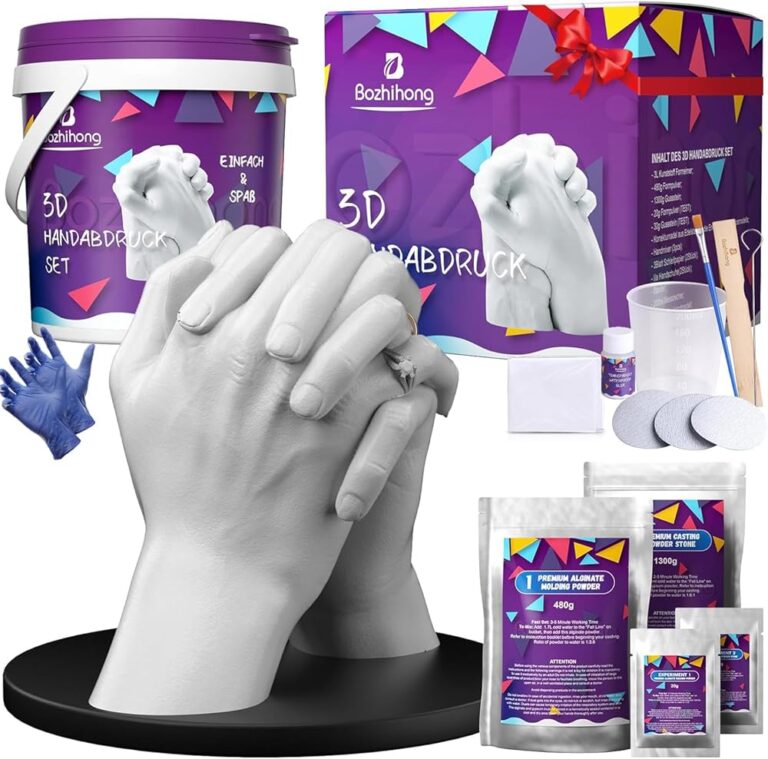 Bozhihong 3D Handabdruck-Set für Paare – Gipsabdruck der Hände von Partnern – Geschenke für Frauen und Männer für Valentinstag, Hochzeitstag und Jahrestag