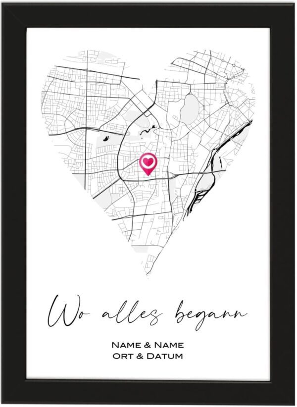 Deqosy Persönliches Poster 'Wo Alles Begann' – Ideal als Geschenk für Frauen, Freundin, Partner, sowie für Hochzeitstage und Jahrestage
