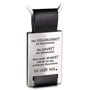 FABACH Schlüsselanhänger aus Leder mit gravierter Liebesbotschaft - 'Ich liebe dich' Schlüsselanhänger für Partner - Geschenk für die Freundin - Jeder Moment mit dir ist das...