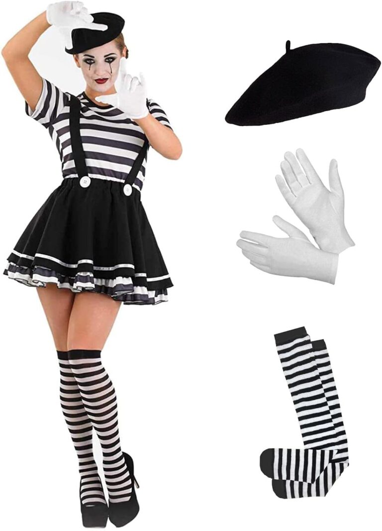 Fun Shack Damen Pantomime Kostüm, Faschingskostüm für Damen, Karnevalskostüm für Damen, Pantomime Set für Damen, Pantomime Kostüme für Damen, Pantomime Frauenkostüm,