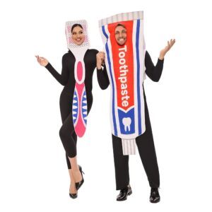 Funnlot Zahnpasta und Zahnbürste Partnerkostüme für Fasching – 2-in-1 Kostüme für Erwachsene, ideal für Paare beim Karneval