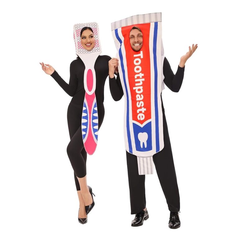 Funnlot Zahnpasta und Zahnbürste Partnerkostüme für Fasching – 2-in-1 Kostüme für Erwachsene, ideal für Paare beim Karneval