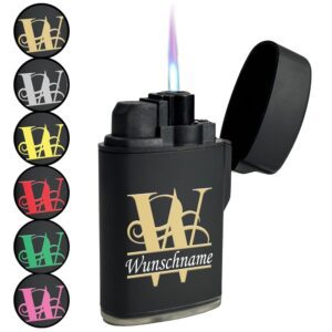 Geschenke-Fabrik.de - Individuelles Feuerzeug mit Wunschname und Initialen - Nachfüllbares Sturmfeuerzeug mit UV-Druck - Perfektes personalisiertes Geschenk für Männer zum...
