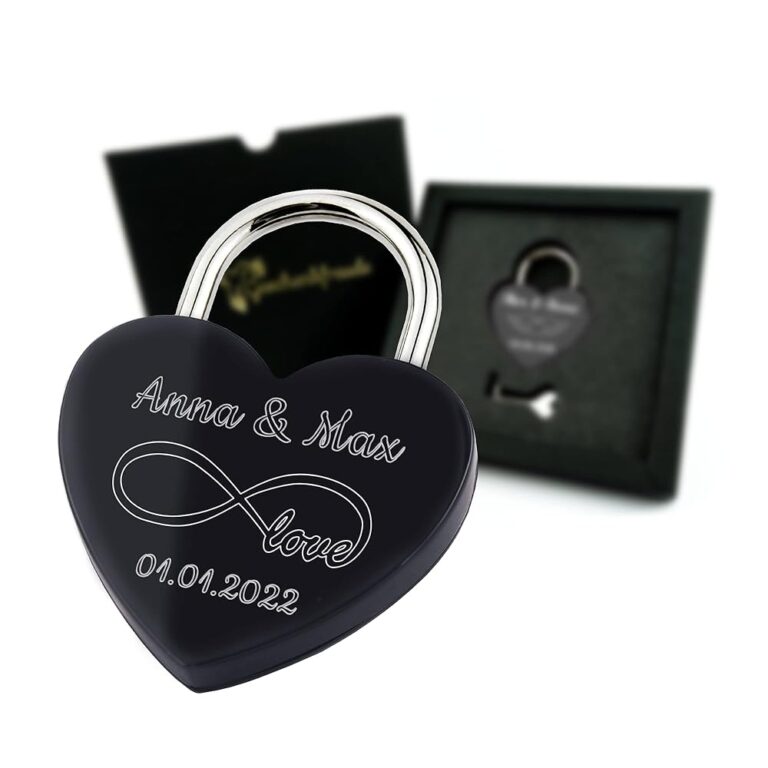 Graviertes Liebesschloss für Paare - Witterungsbeständig - Perfektes Valentinstagsgeschenk für Sie oder Ihn - Personalisierte Geschenke für Liebende - Pärchen Geschenk