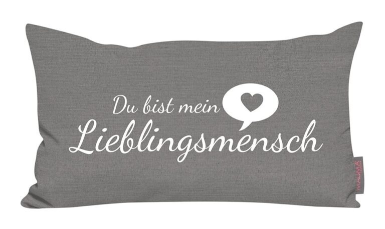 Kissen Lieblingsmensch in Grau, 25x45 cm, Made in Germany / Ökotex 100
