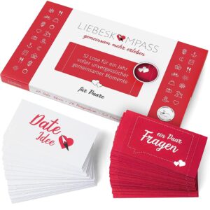 Liebeskompass Losbox für Paare mit 52 Date-Ideen & Fragen - Geschenk für besondere Momente - ideal für Männer & Frauen zu Geburtstag, Valentinstag, Hochzeit und Jahrestag