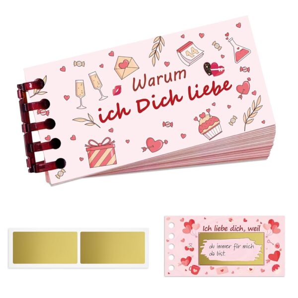 LOYEBOHU Valentinstagsgeschenke für Ihn und Sie: Rubbellose mit 'Ich Liebe Dich', Selbstgemachte Rubbelkarten, Geschenke für Männer und Frauen, Jahrestagsgeschenke für Partner