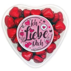 OYOY Schokoladen Geschenkset in Herzdose – 500g Schokoherzen 'Ich liebe Dich' für Valentinstag, Muttertag und Geschenke für den Partner