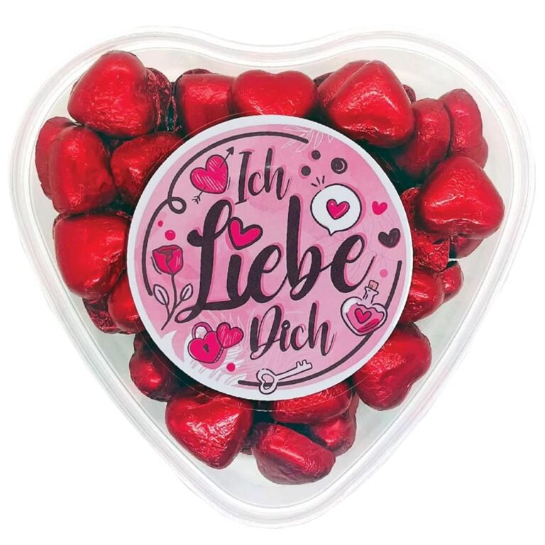 OYOY Schokoladen Geschenkset in Herzdose – 500g Schokoherzen 'Ich liebe Dich' für Valentinstag, Muttertag und Geschenke für den Partner
